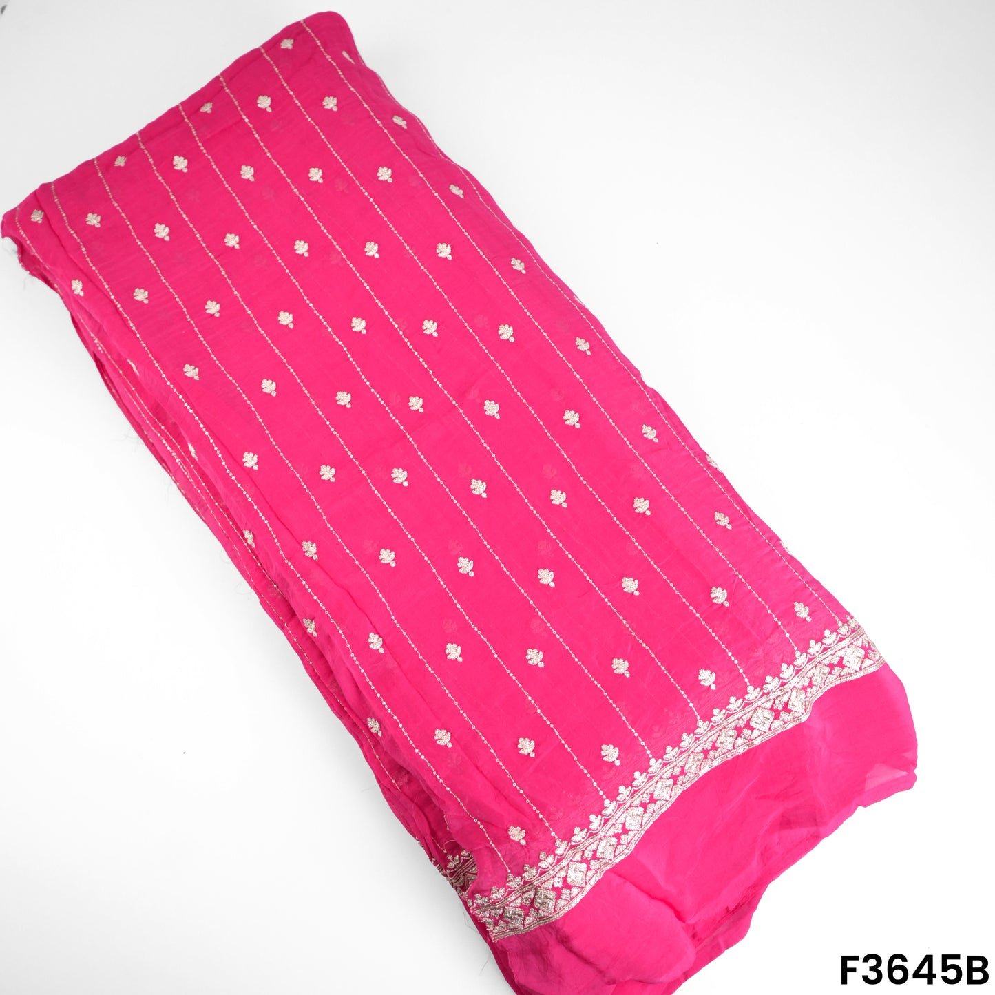 Zari Sequins Work Viscose Organza Fabric-F3645