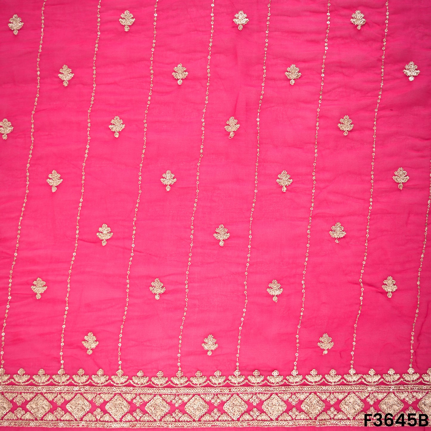 Zari Sequins Work Viscose Organza Fabric-F3645