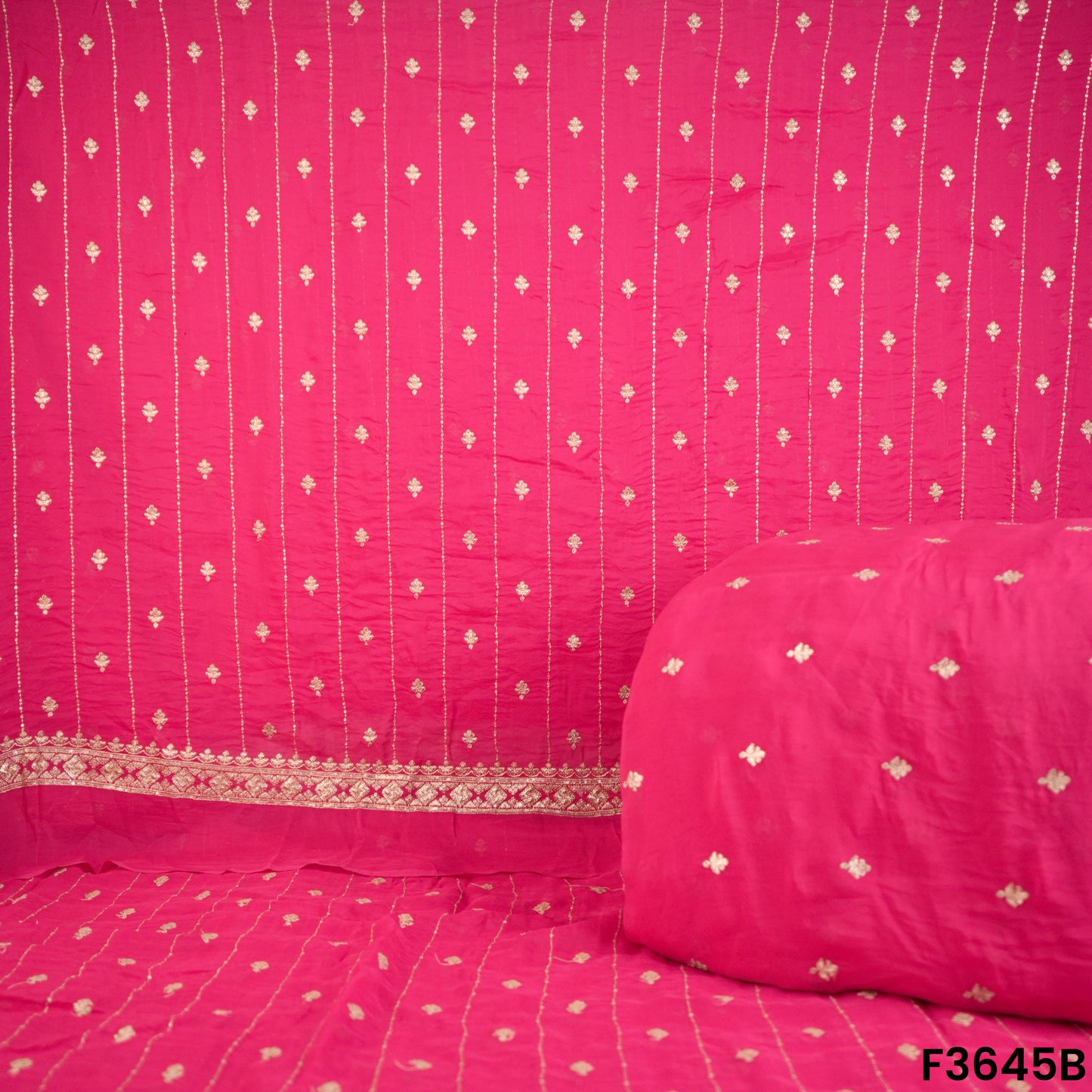 Zari Sequins Work Viscose Organza Fabric-F3645