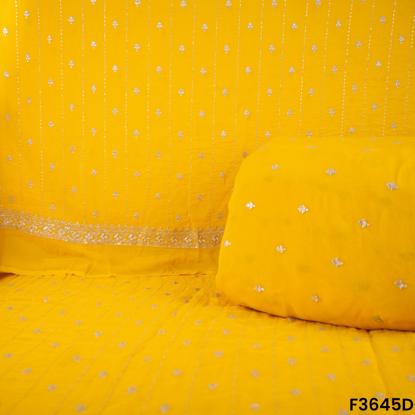 Zari Sequins Work Viscose Organza Fabric-F3645