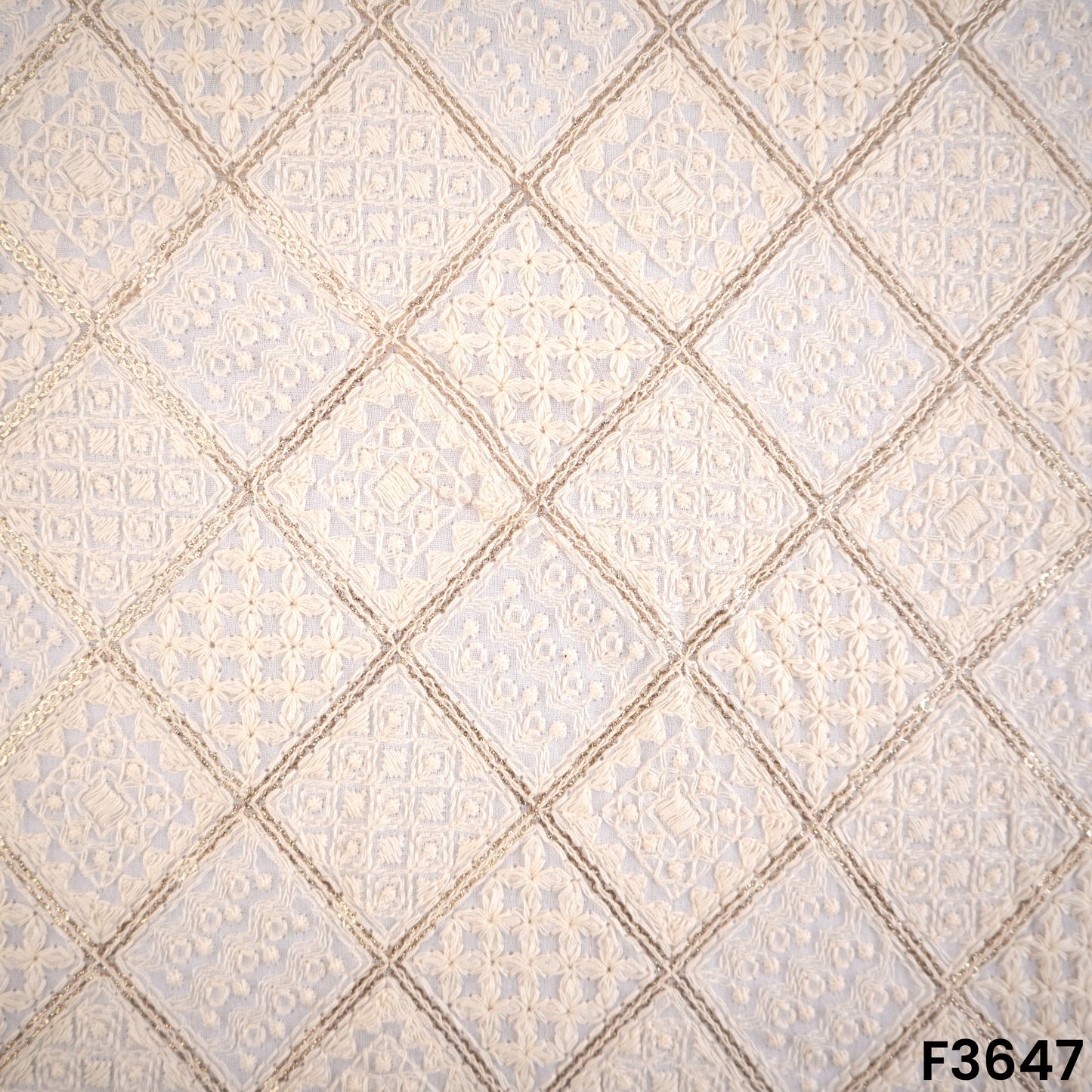 Dyeable Thread Sequins Embroidered Georgette Fabric-F3647