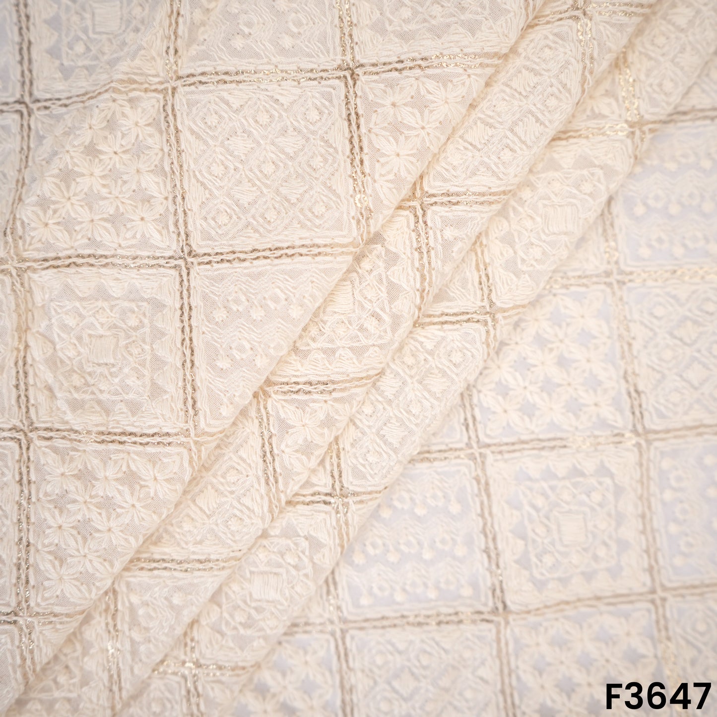 Dyeable Thread Sequins Embroidered Georgette Fabric-F3647