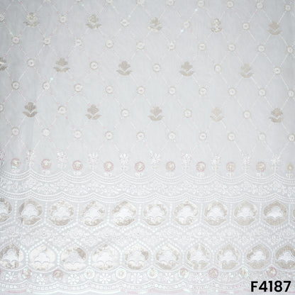 Dyeable Thread Sequins Embroidered Georgette Fabric- F4187