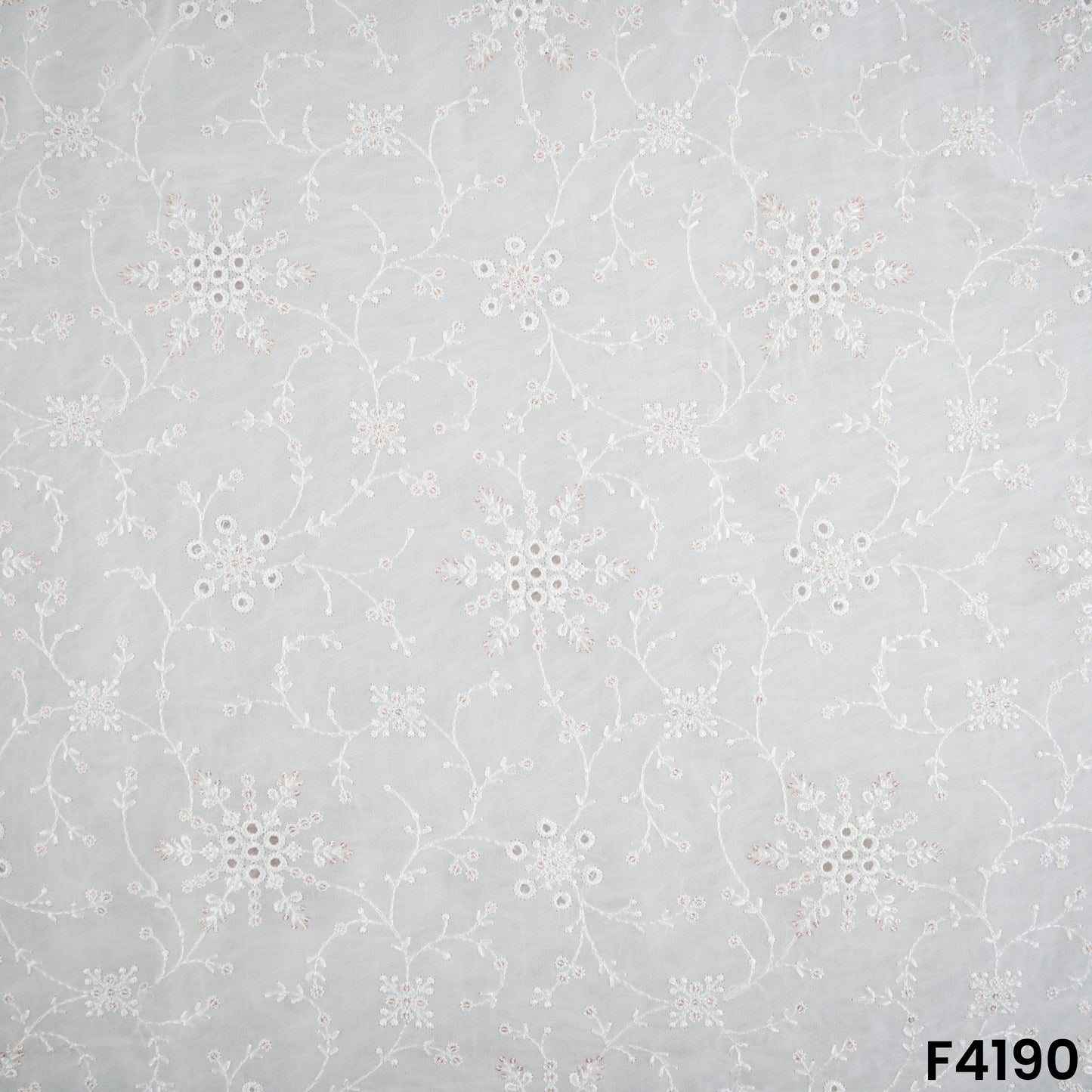 Dyeable Cut Work Thread Sequins Embroidered Organza Fabric- F4190