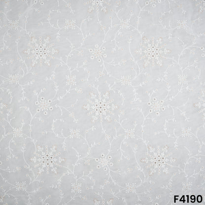 Dyeable Cut Work Thread Sequins Embroidered Organza Fabric- F4190