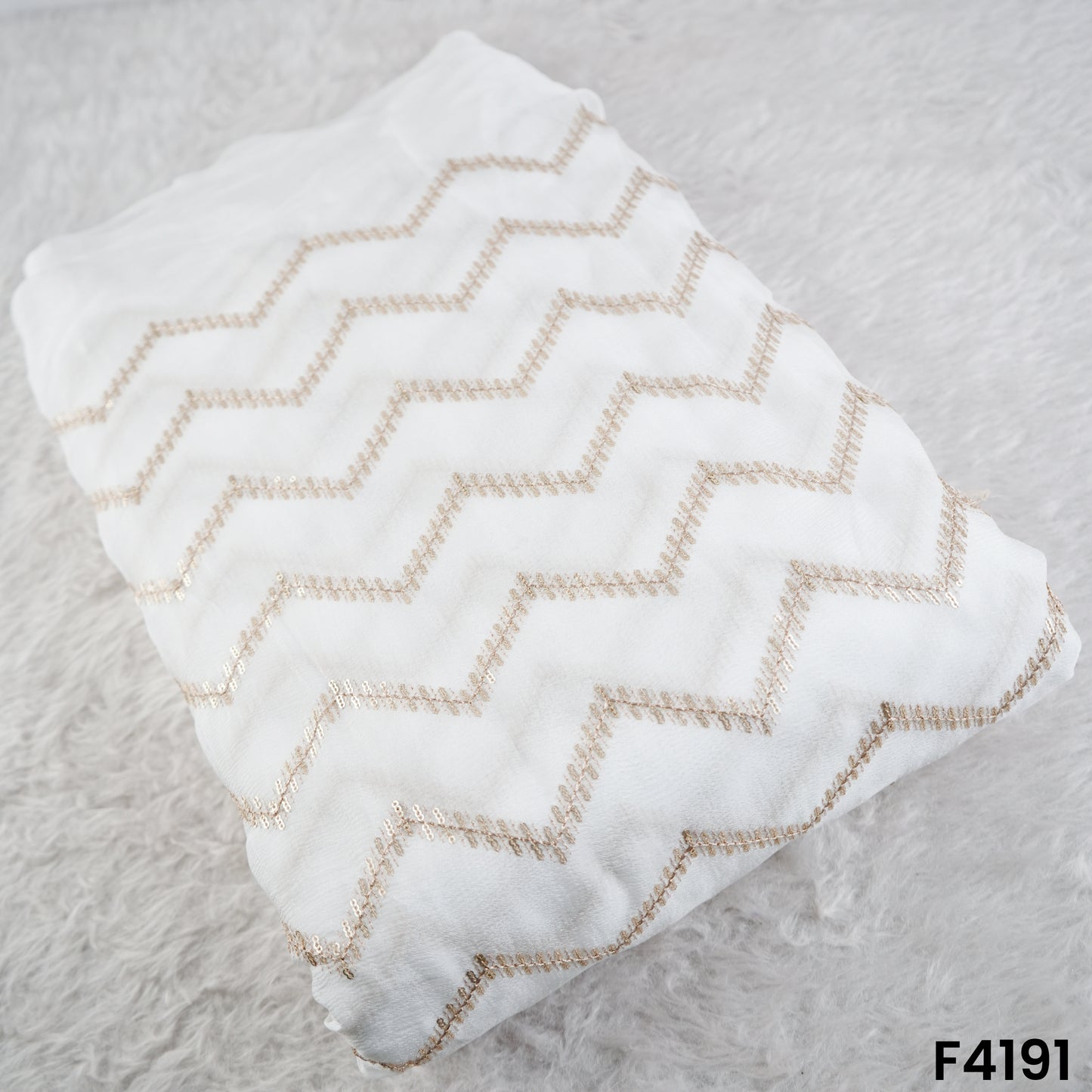 Dyeable Zari Sequins Embroidered Chinon Chiffon Fabric- F4191