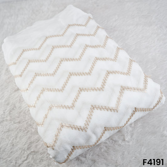 Dyeable Zari Sequins Embroidered Chinon Chiffon Fabric- F4191