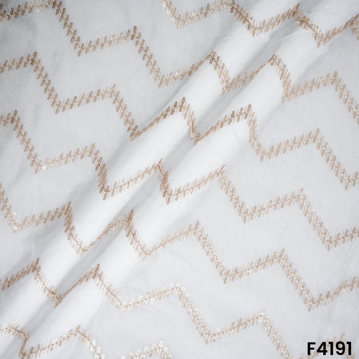 Dyeable Zari Sequins Embroidered Chinon Chiffon Fabric- F4191