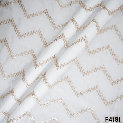 Dyeable Zari Sequins Embroidered Chinon Chiffon Fabric- F4191