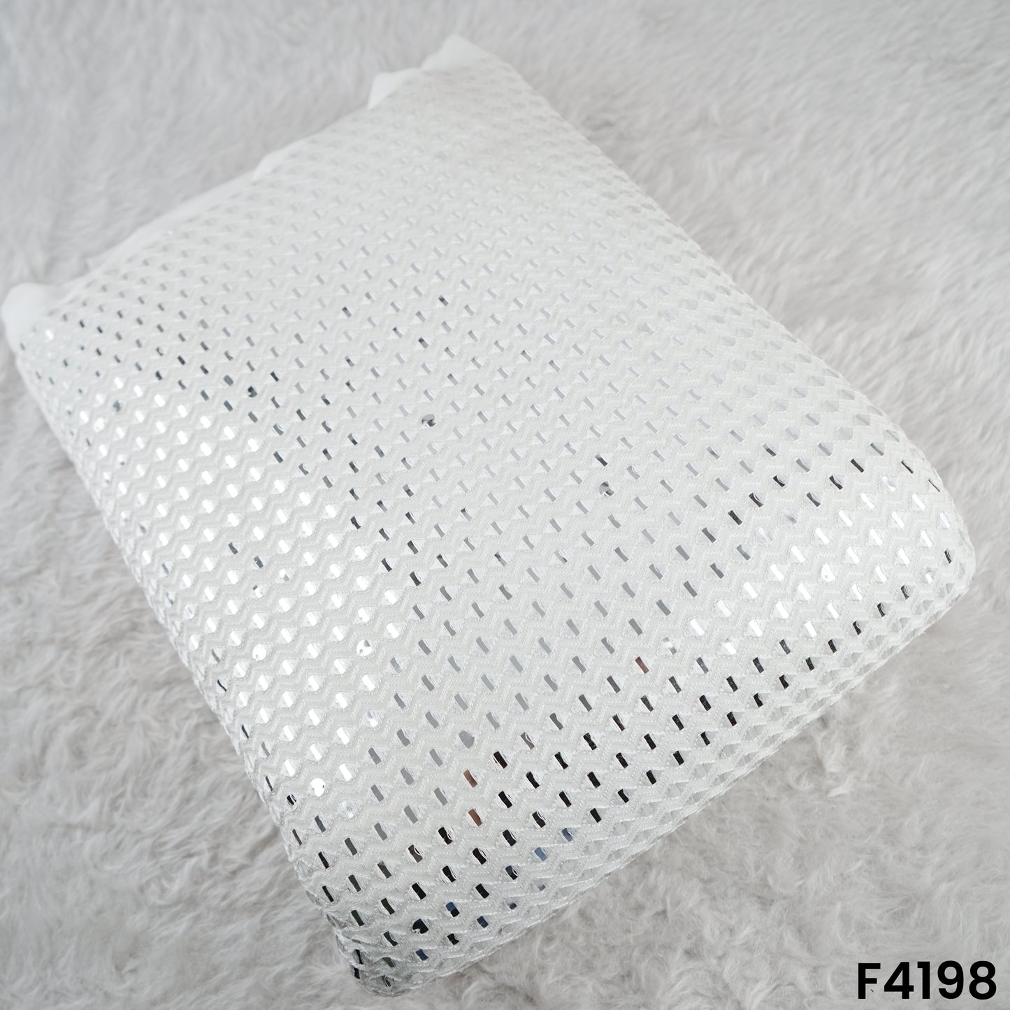 Dyeable Mirror Work Thread Embroidered Georgette Fabric- F4198