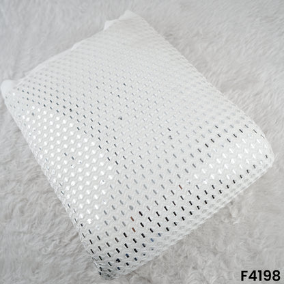 Dyeable Mirror Work Thread Embroidered Georgette Fabric- F4198