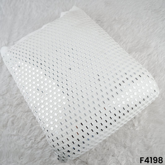 Dyeable Mirror Work Thread Embroidered Georgette Fabric- F4198