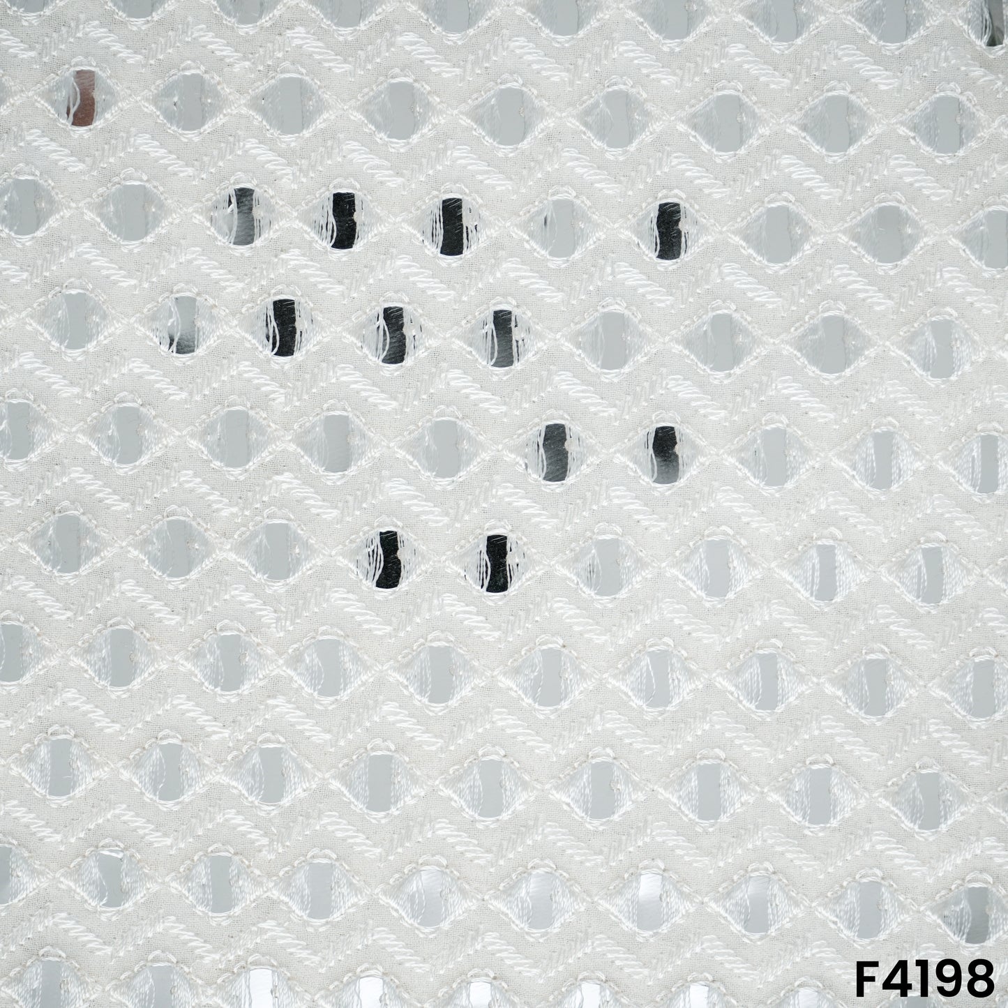 Dyeable Mirror Work Thread Embroidered Georgette Fabric- F4198