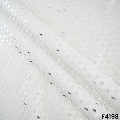 Dyeable Mirror Work Thread Embroidered Georgette Fabric- F4198