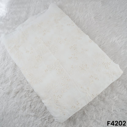 Dyeable Thread Sequins Embroidered Georgette Fabric- F4202