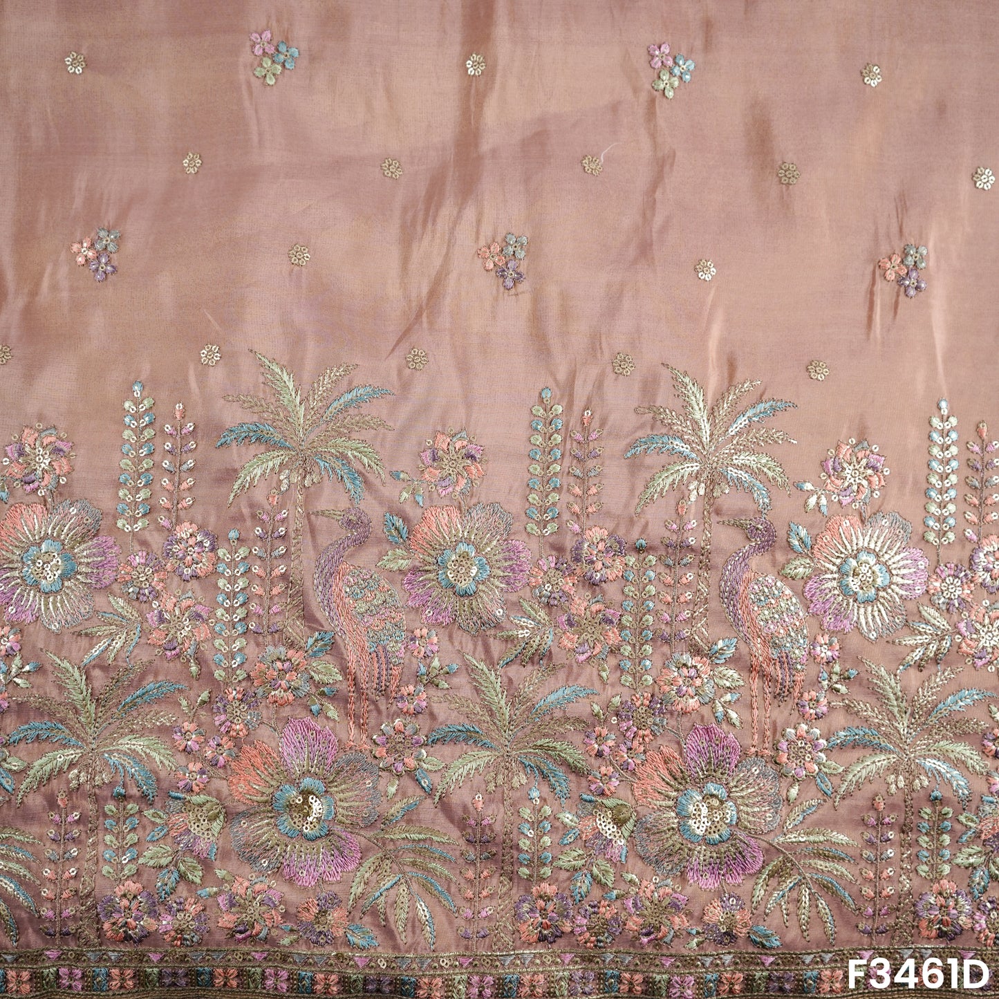 Thread Sequins Embroidered Shimmer Tissue Fabric-F3461
