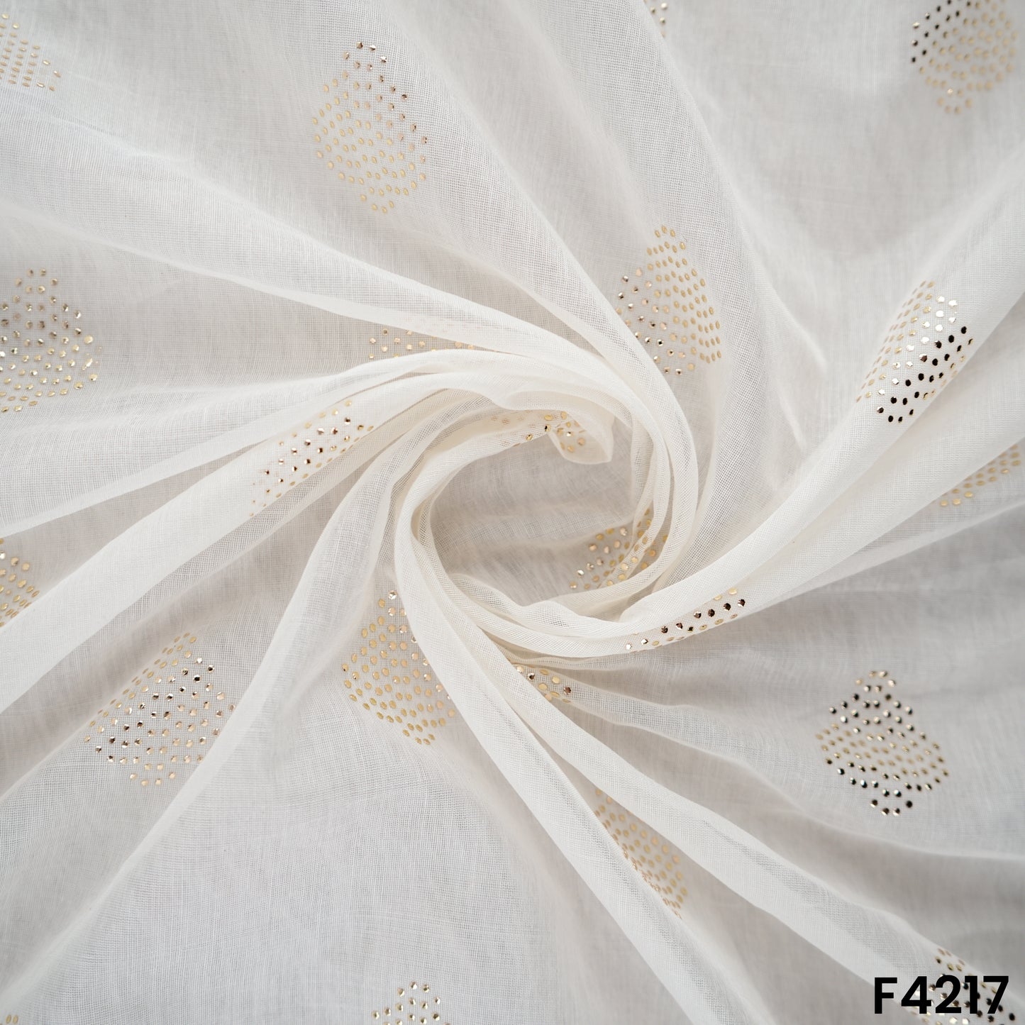 Dyeable Pasted Mukaish Mul Chanderi Fabric- F4217