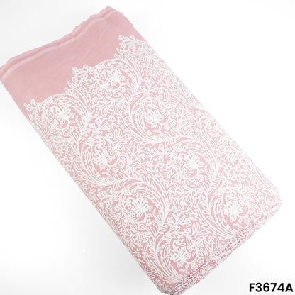 Thread Embroidered Cambric Cotton Fabric-F3674