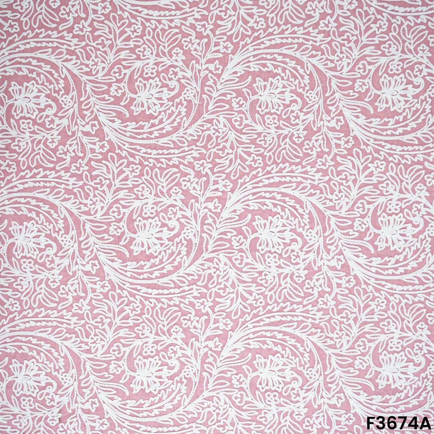 Thread Embroidered Cambric Cotton Fabric-F3674