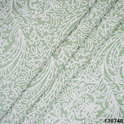 Thread Embroidered Cambric Cotton Fabric-F3674