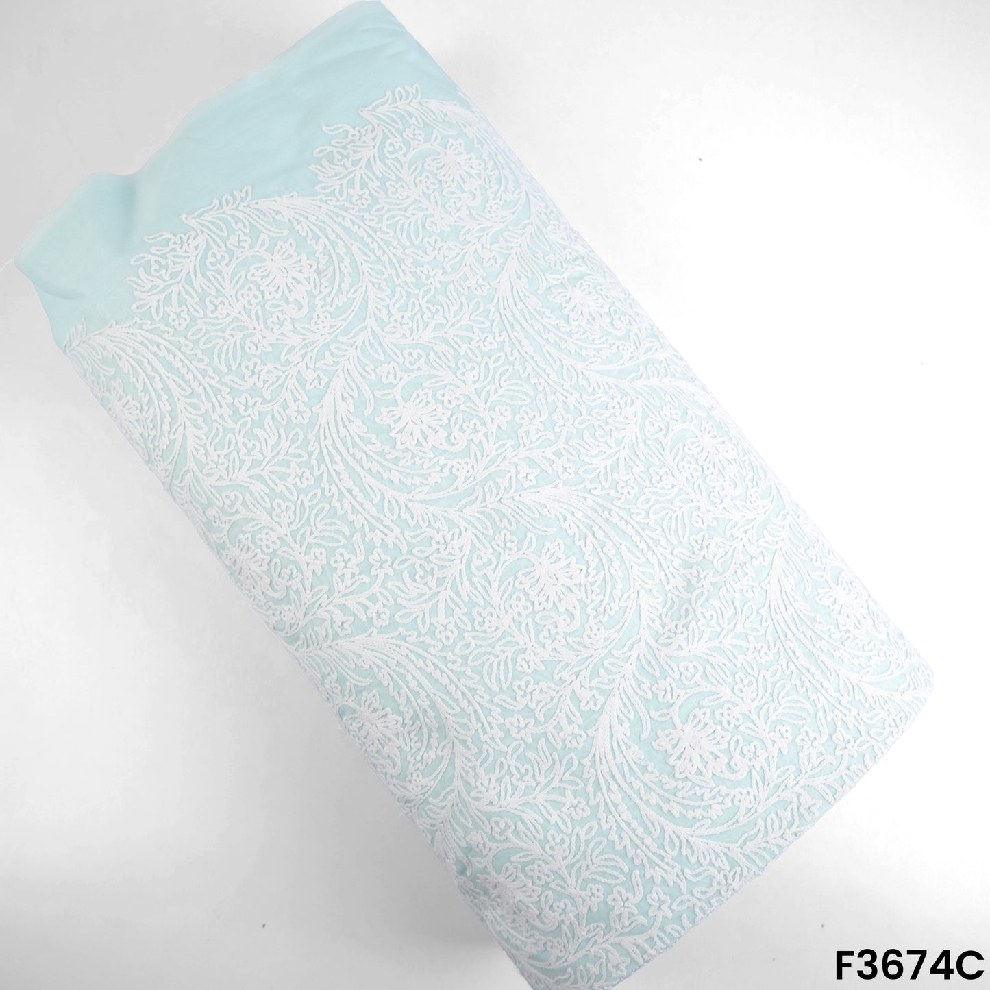 Thread Embroidered Cambric Cotton Fabric-F3674