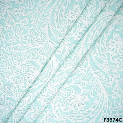 Thread Embroidered Cambric Cotton Fabric-F3674