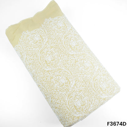 Thread Embroidered Cambric Cotton Fabric-F3674