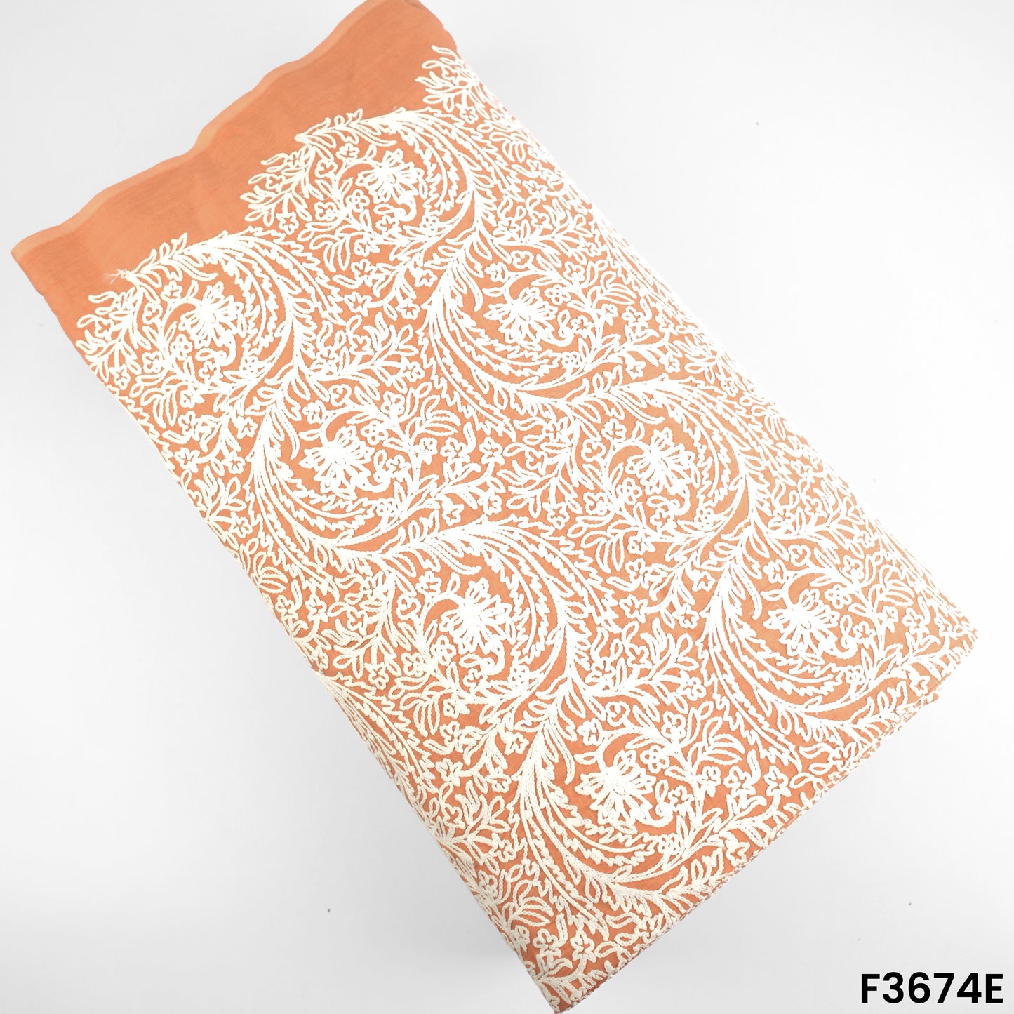 Thread Embroidered Cambric Cotton Fabric-F3674