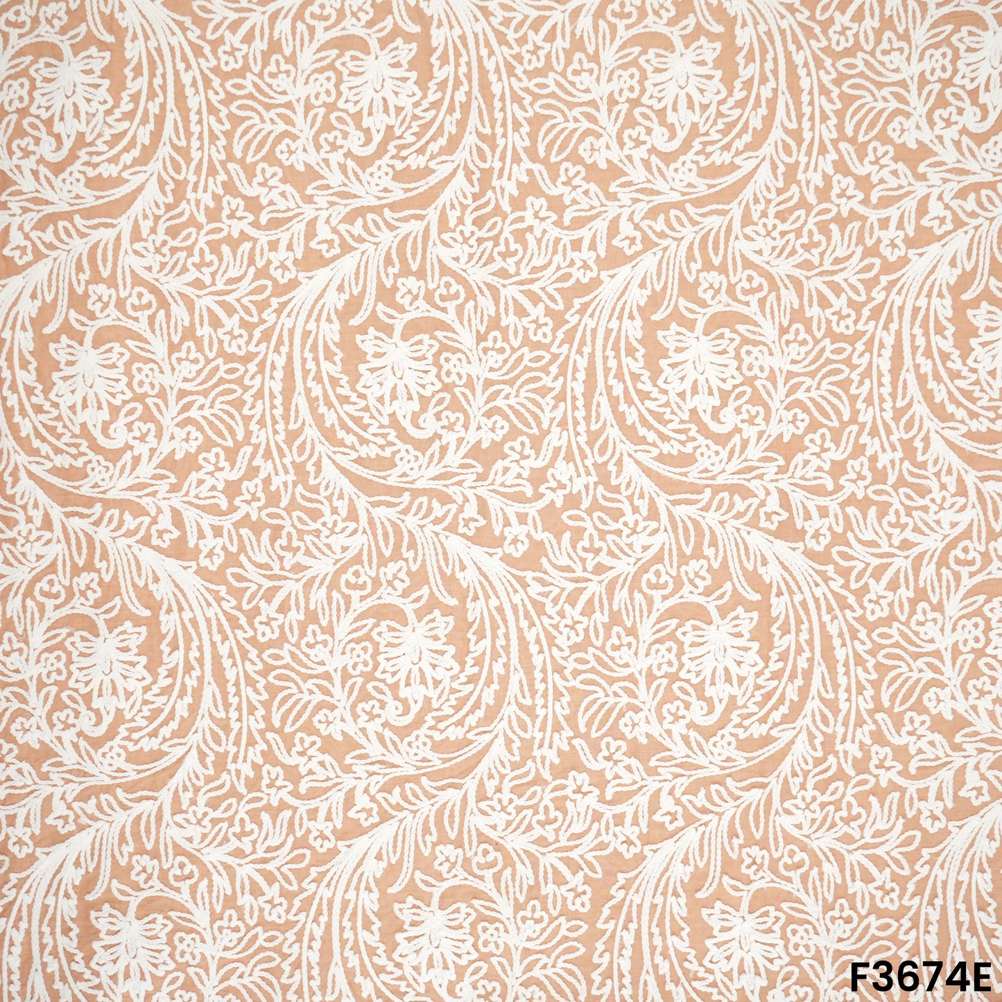 Thread Embroidered Cambric Cotton Fabric-F3674