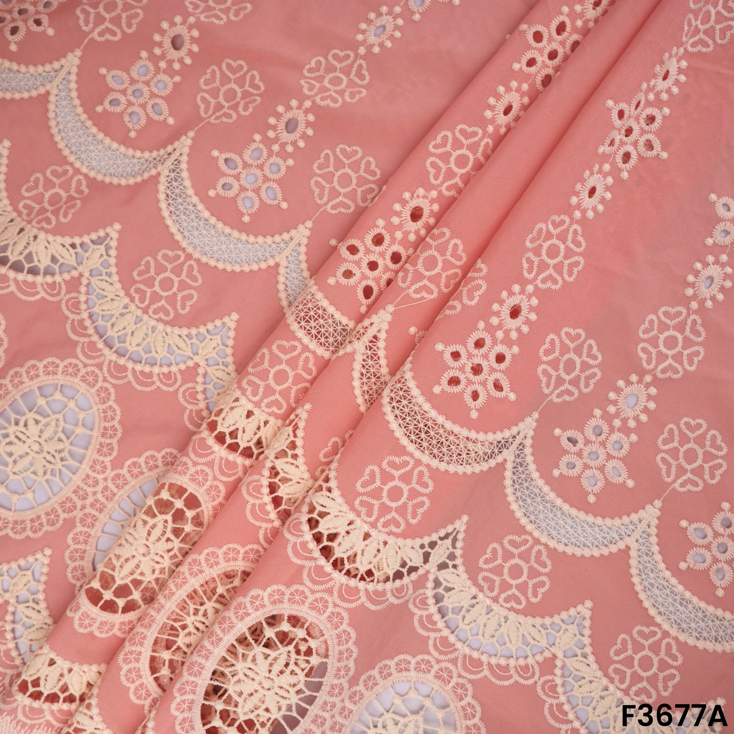 Lace Work Hakoba Crepe Fabric-F3677