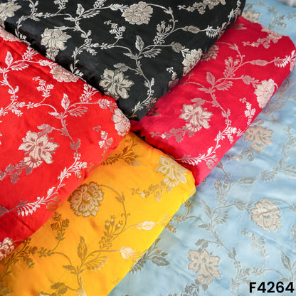 Zari Work Satin Organza Fabric- F4264