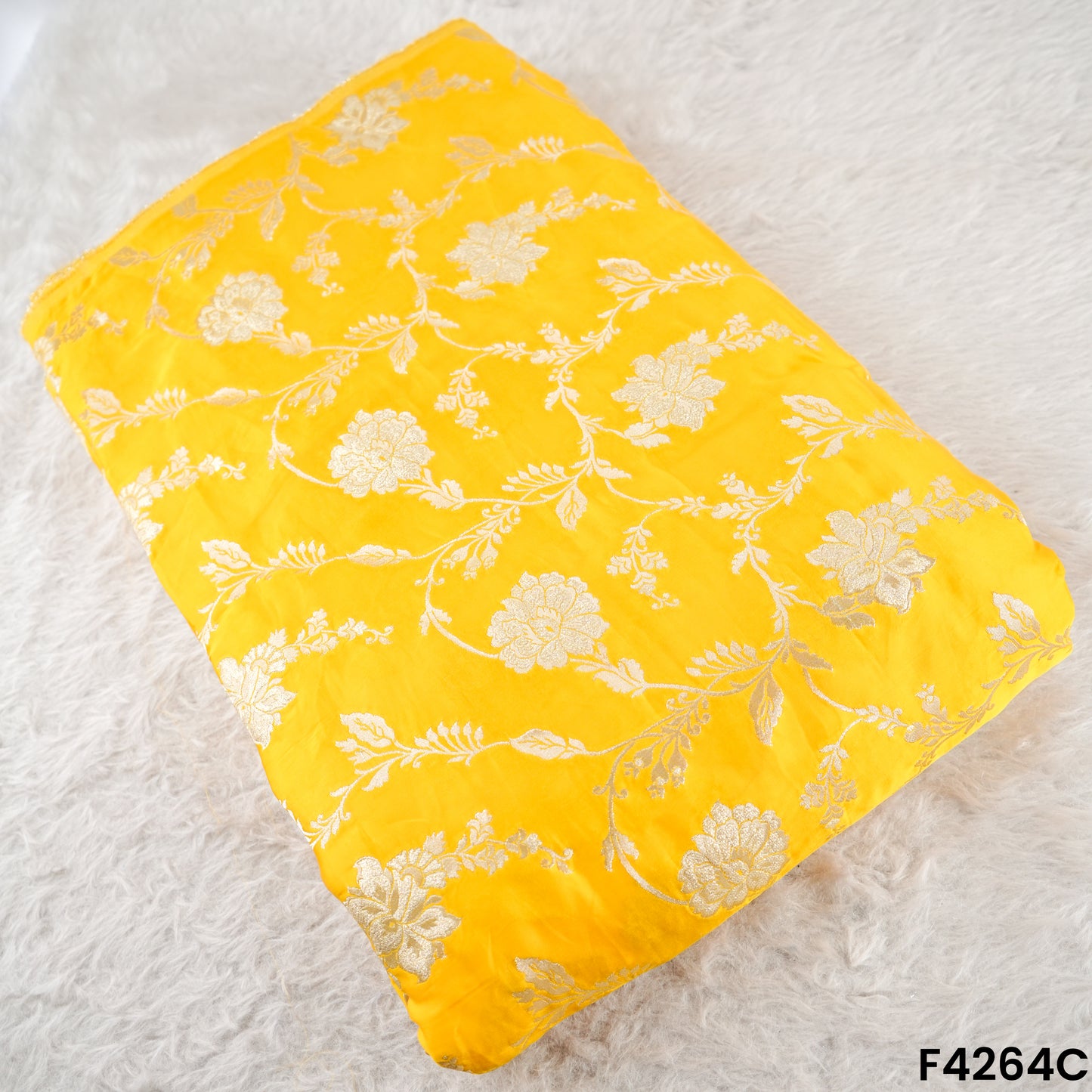 Zari Work Satin Organza Fabric- F4264