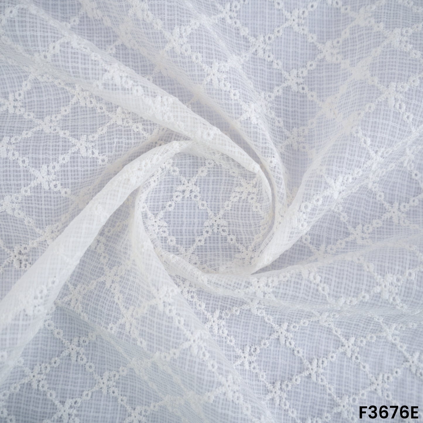 Thread Embroidered Kota Cotton Fabric-F3676