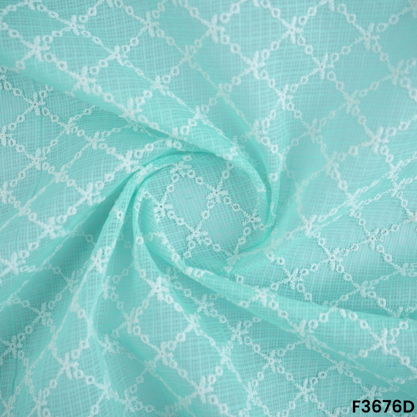 Thread Embroidered Kota Cotton Fabric-F3676