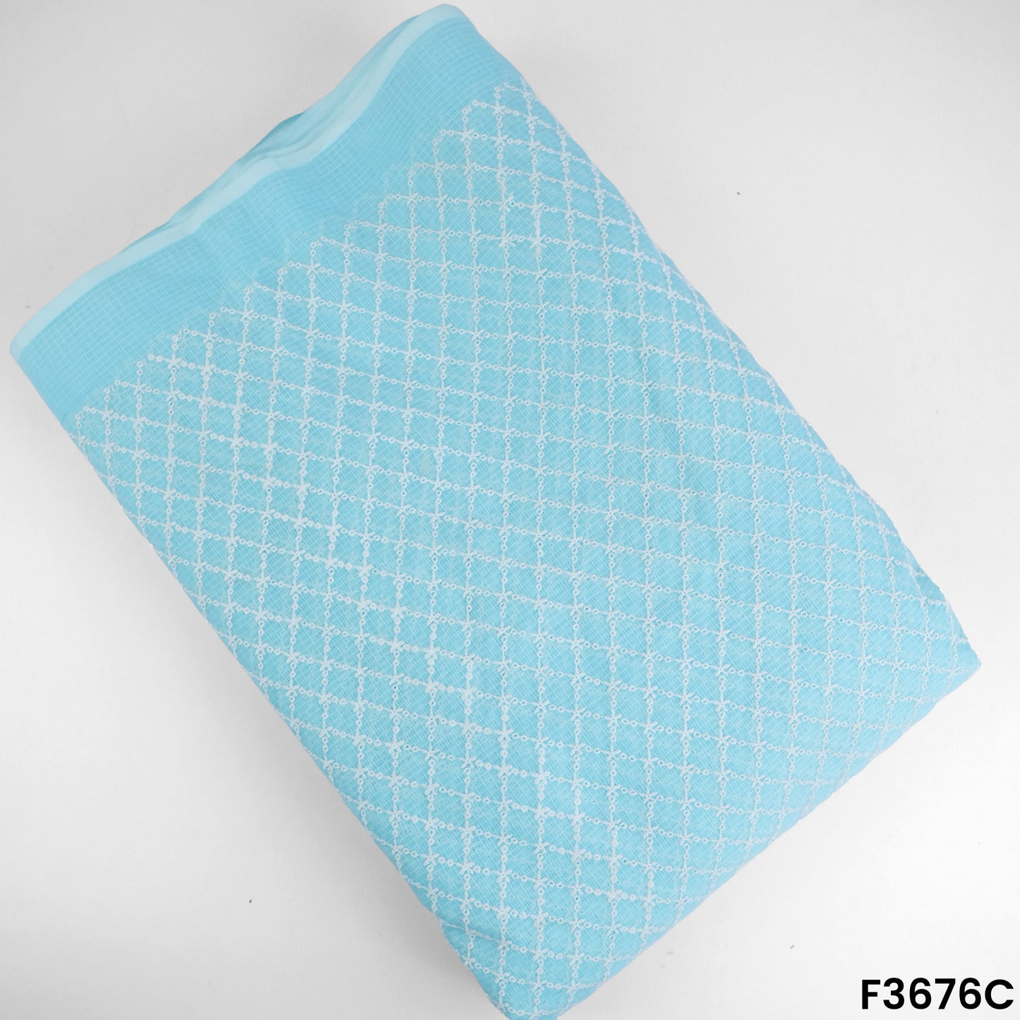 Thread Embroidered Kota Cotton Fabric-F3676