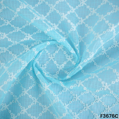 Thread Embroidered Kota Cotton Fabric-F3676