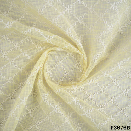 Thread Embroidered Kota Cotton Fabric-F3676