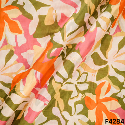Digital Print Pure Muslin Fabric- F4284