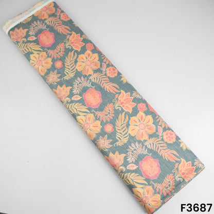 Floral Print Linen Cotton Fabric-F3687