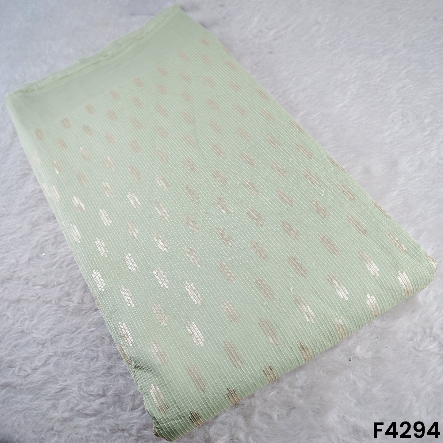 Thread Sequins Embroidered Slub Modal Fabric- F4294