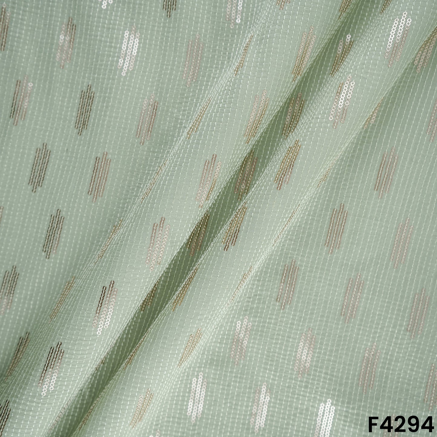 Thread Sequins Embroidered Slub Modal Fabric- F4294