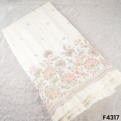 Cut Dana Thread Zari Sequins Embroidered  Dola Silk Fabric -F4317