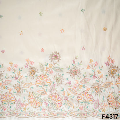 Cut Dana Thread Zari Sequins Embroidered  Dola Silk Fabric -F4317