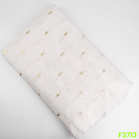 Hakoba Chikankari Zari Work Cambric Cotton Fabric-F3713