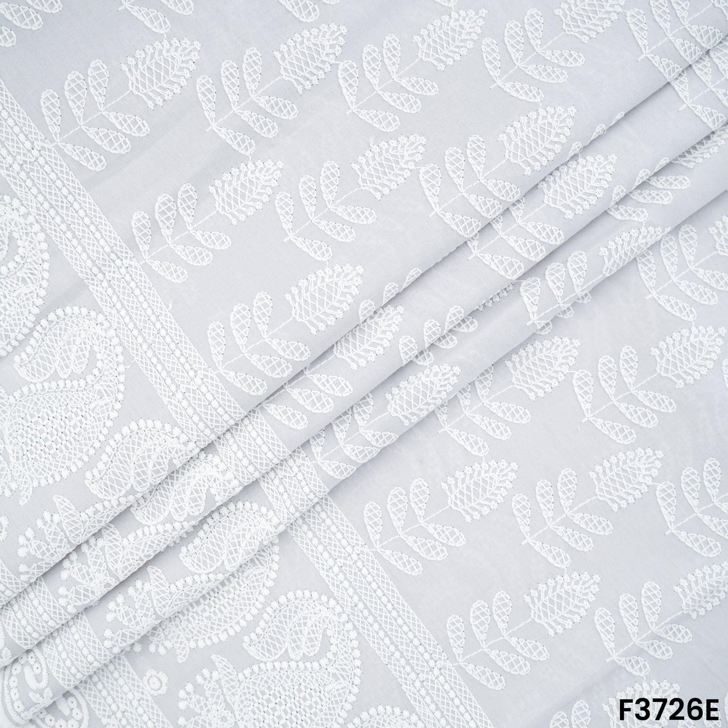 Thread Embroidered Cambric Cotton Fabric-3726
