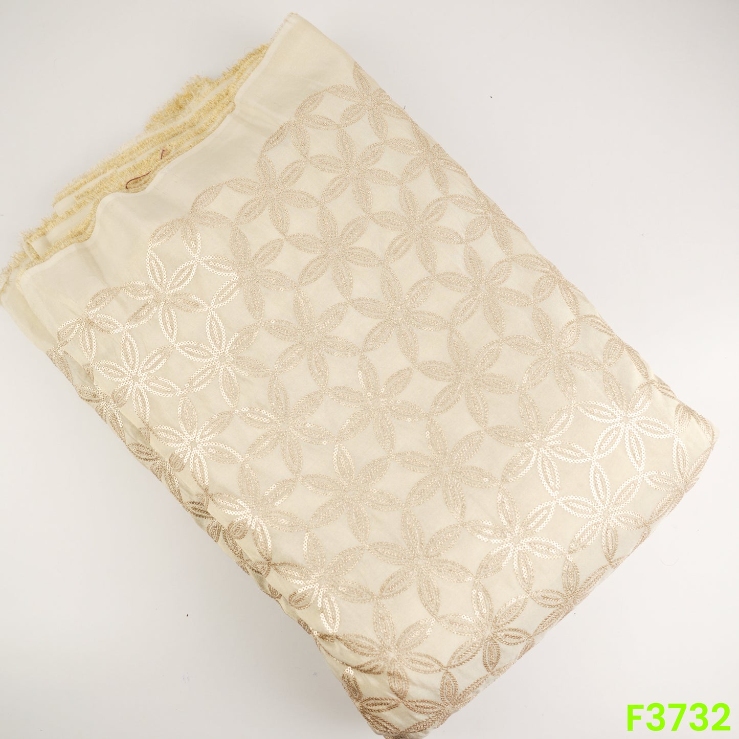 Dyeable Zari Sequins Work Shimmer Tissue Fabric-F3732