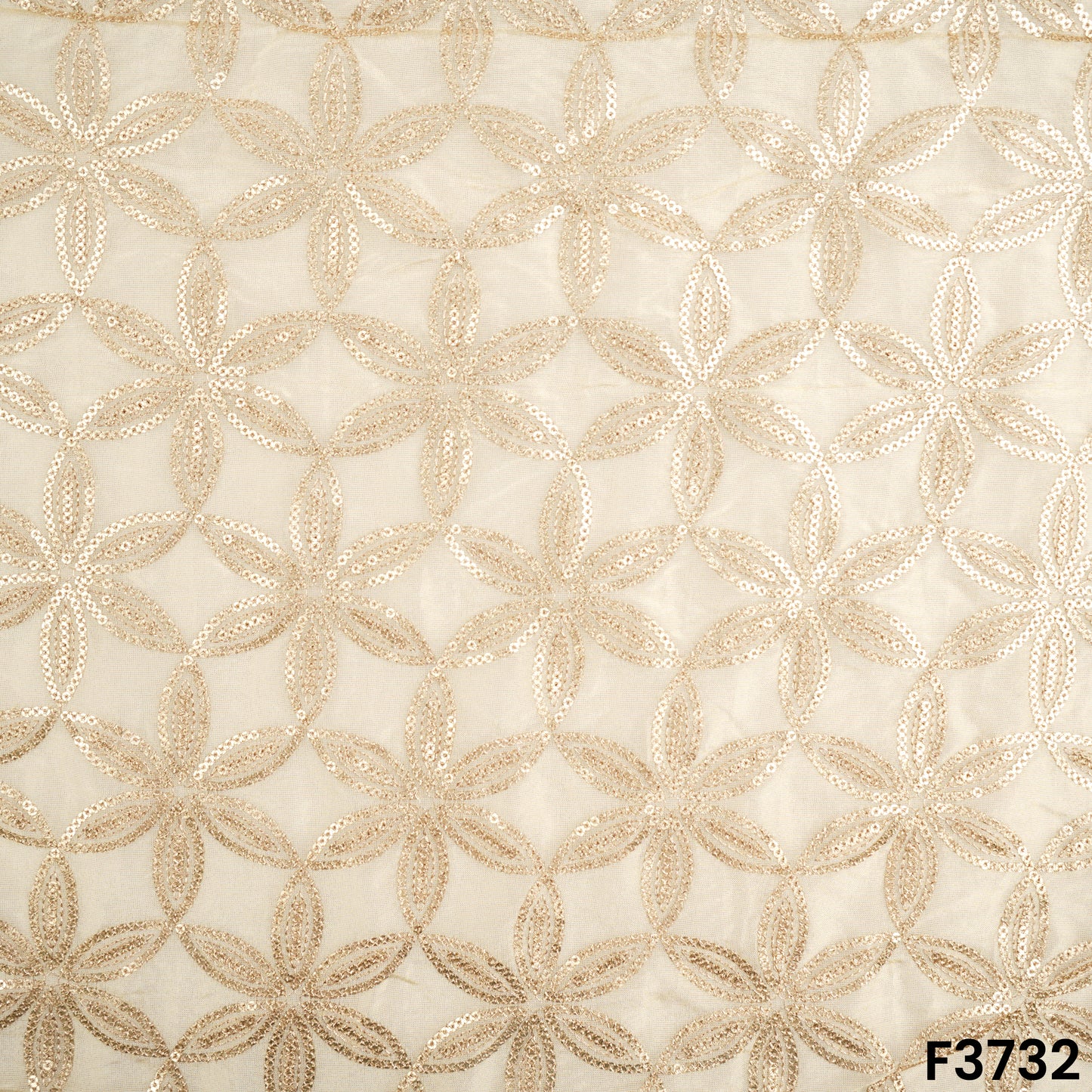 Dyeable Zari Sequins Work Shimmer Tissue Fabric-F3732