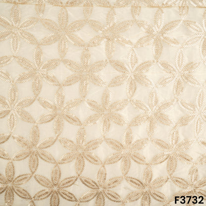 Dyeable Zari Sequins Work Shimmer Tissue Fabric-F3732