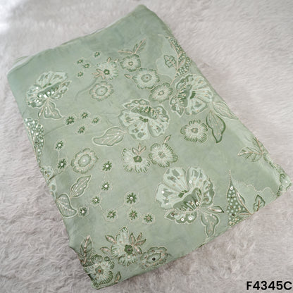 Printed Zari Sequins Crepe fabric-F4345