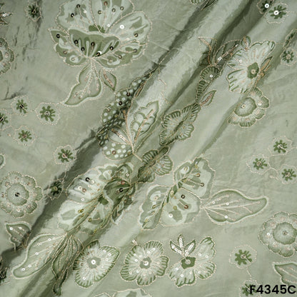Printed Zari Sequins Crepe fabric-F4345